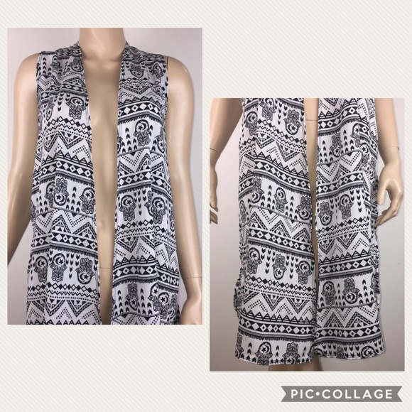 LuLaRoe XS Open Front Long Cardigan Top Sleeveless - Picture 2 of 8